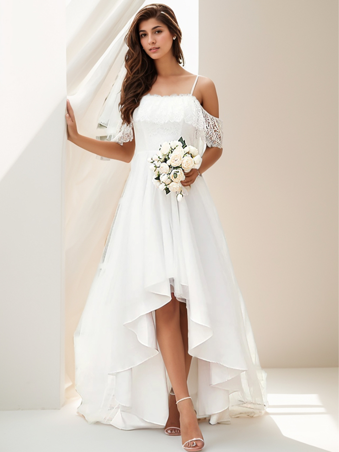 A-Line/Princes Elegant Off the Shoulder Sleeveless Floor-Length Wedding Dresses 