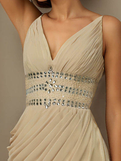 Dress Sheath/Column V-neck Sleeveless Short/Mini Chiffon Homecoming Dress