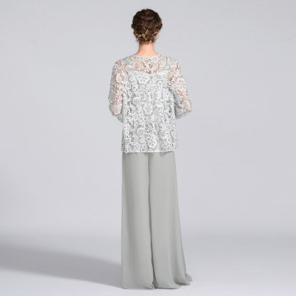 Jumpsuit Pantsuit 3 Piece Floor Length Mother of the Bride Dress 