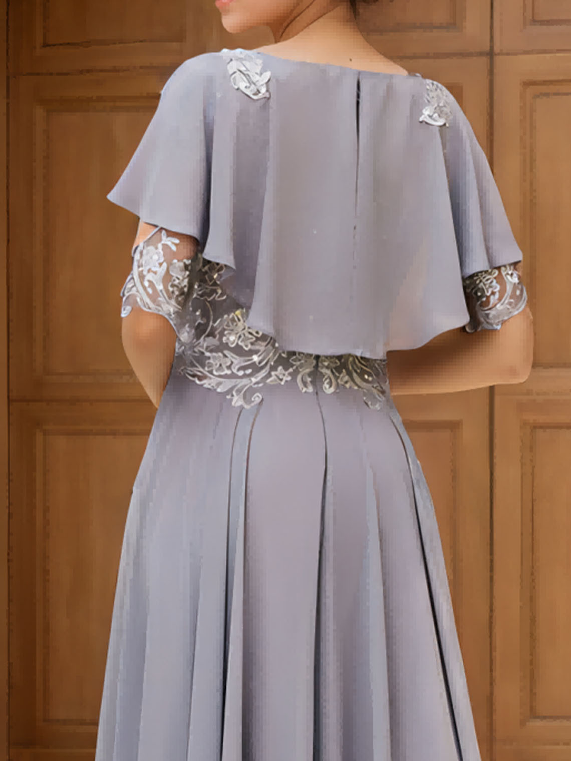 A-Line/Princess Sheer Neck Half Sleeves Long Evening Dresses