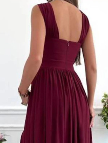 Dress A-Line High Split Bridesmaid Dress Halter Floor Length with Ruched