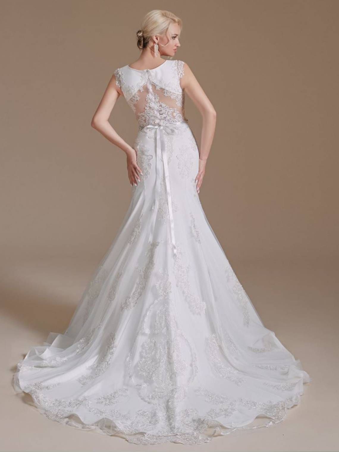 Trumpet/Mermaid Pure Color Sweep/BrushTrain Elegant Wedding Dresses