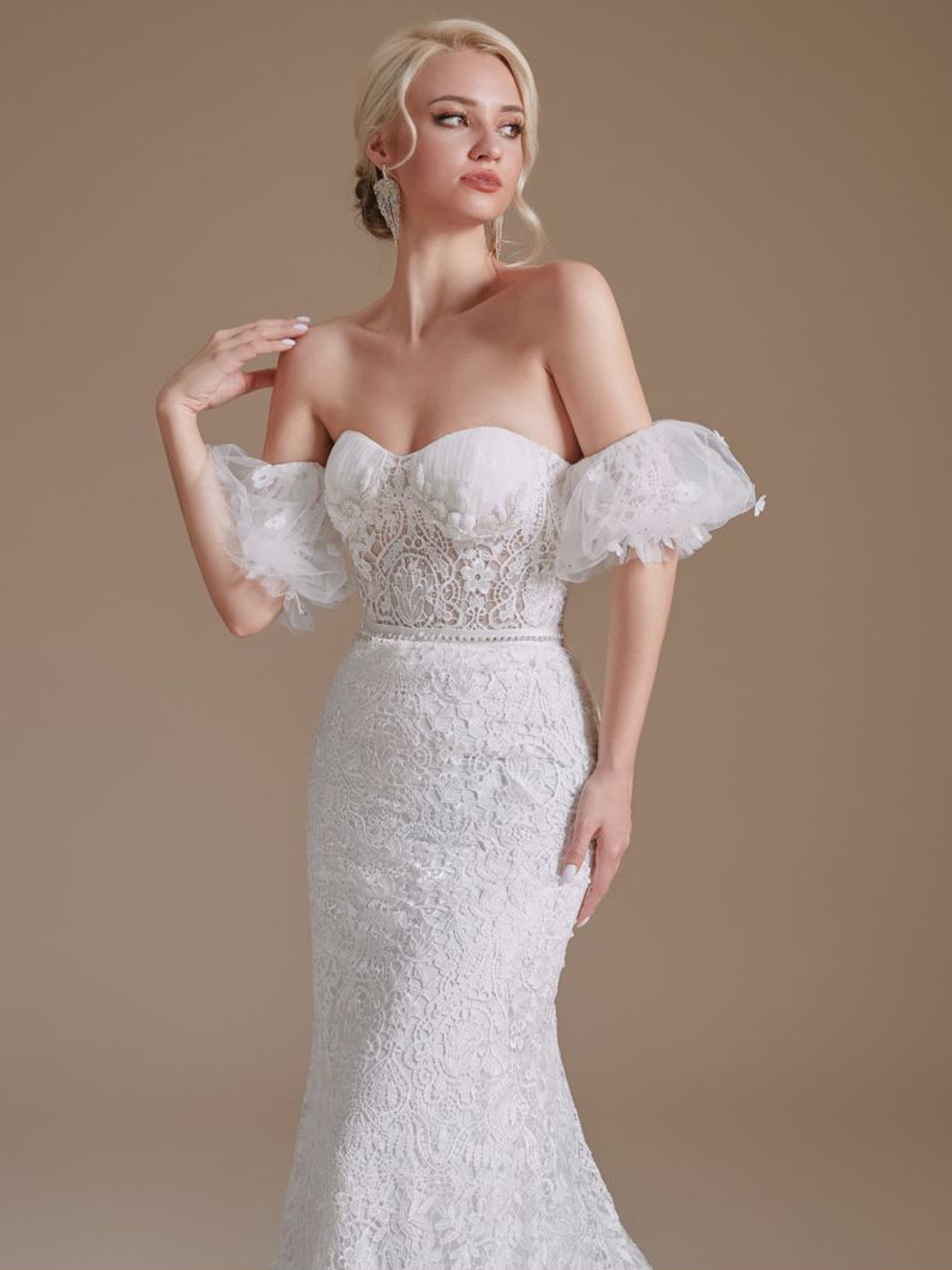 Trumpet/Mermaid Sexy Off the Shoulder Cap Sleeve Wedding Dresses