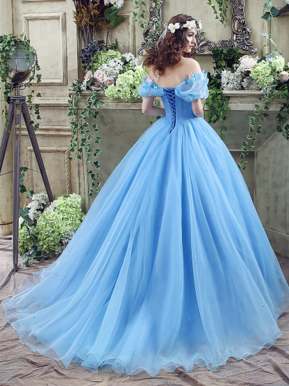 Dress Ball Gown Elegant Prom Gown Quinceanera Tulle Appliques with Beading