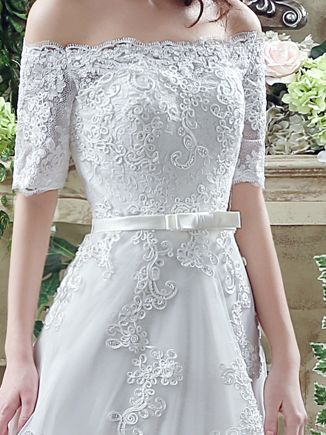 A-Line/Princess Elegant Formal Wedding Dresses Lace Sequin with Appliques