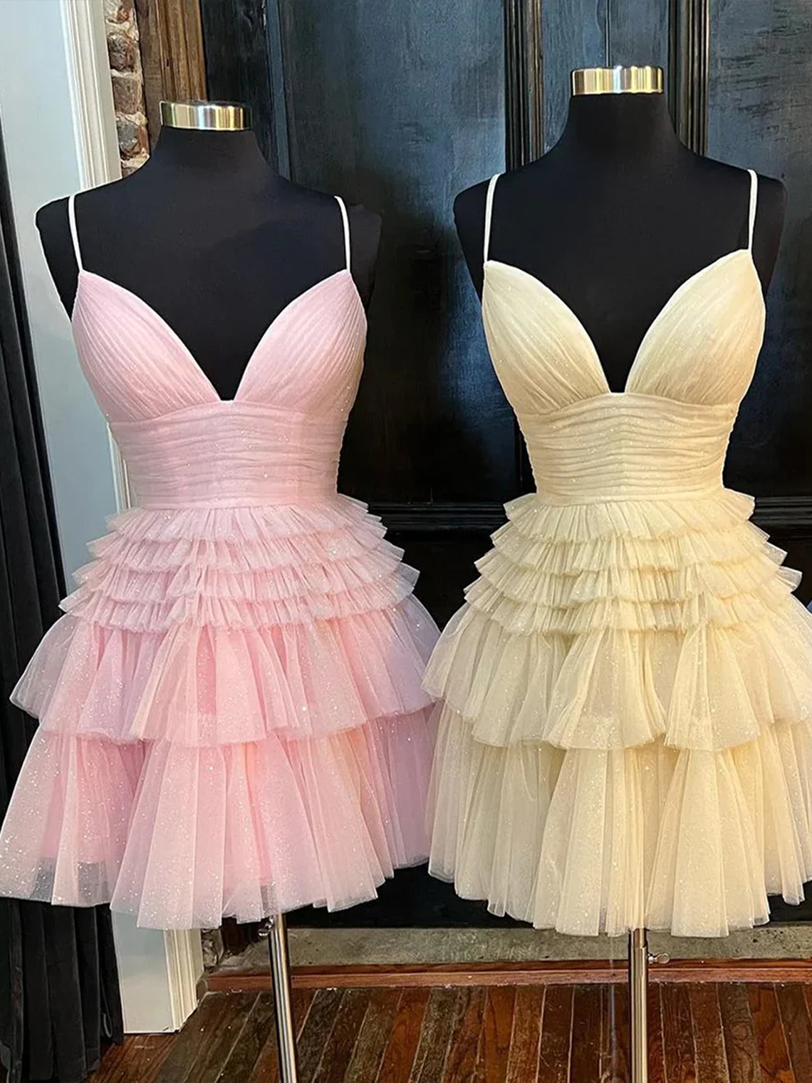 A-line Tiered Short Homecoming Dress