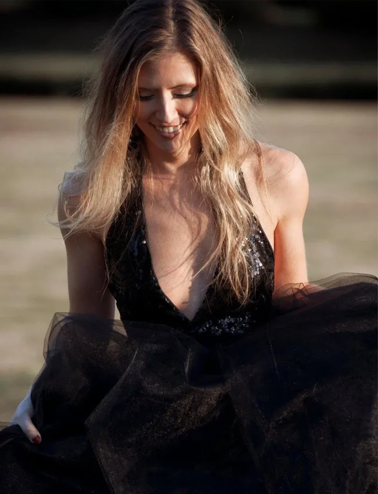 A-Line Halter Backless Tulle Black Wedding Dresses With Sequins