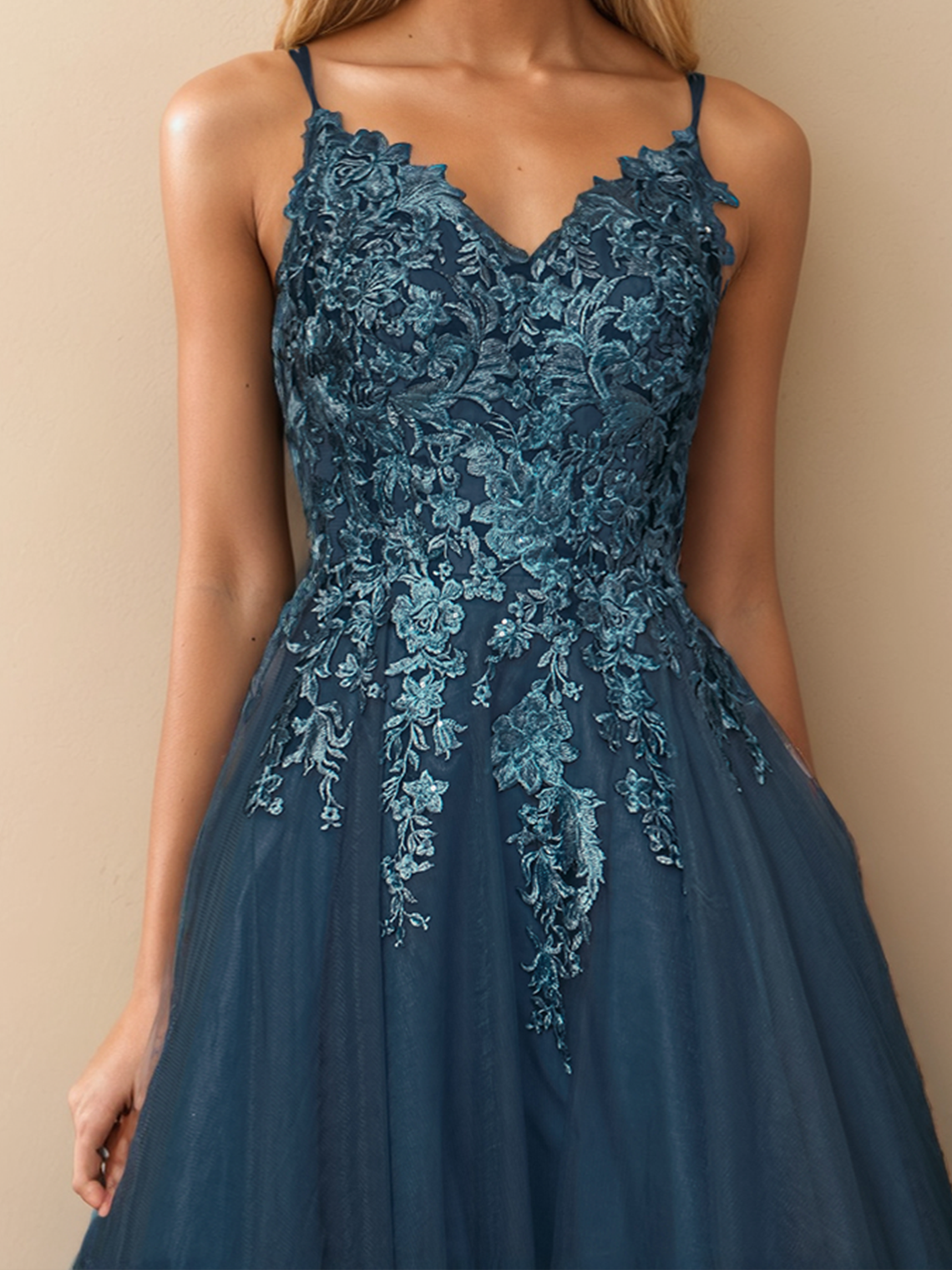 A-Line Prom Dresses Formal Evening Wedding Guest Dress Tulle Appliques