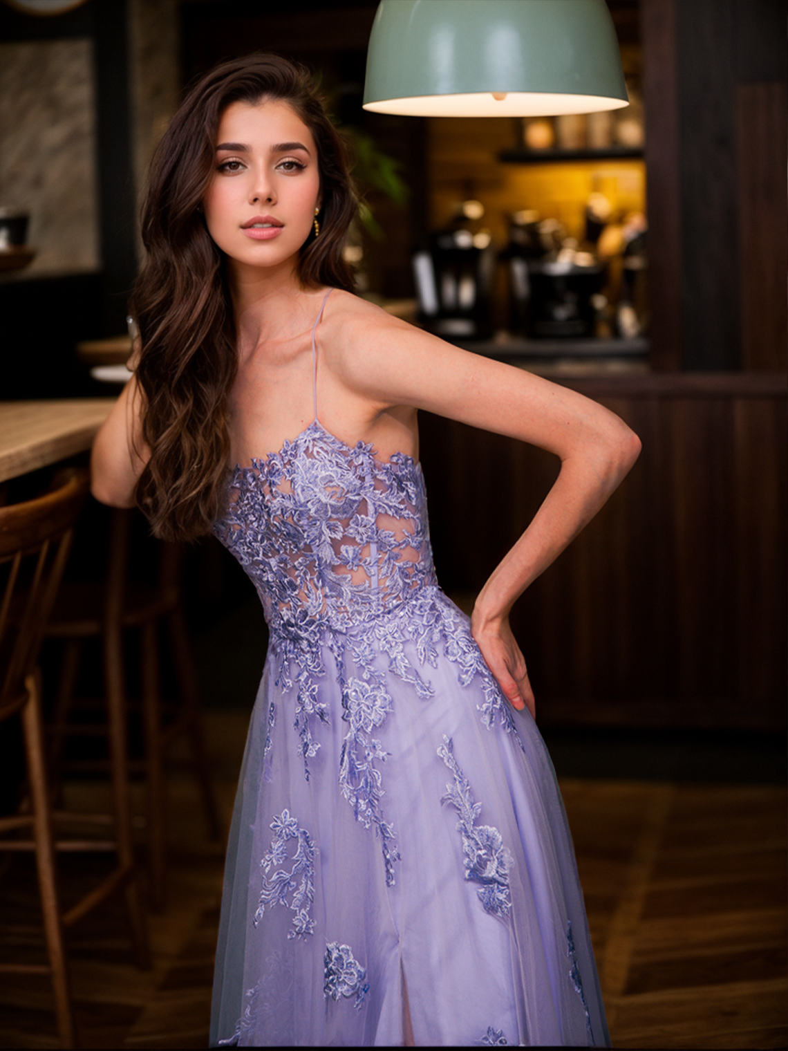 A-Line Evening Gown Quinceanera Prom Dress Slit Appliques Crystals 