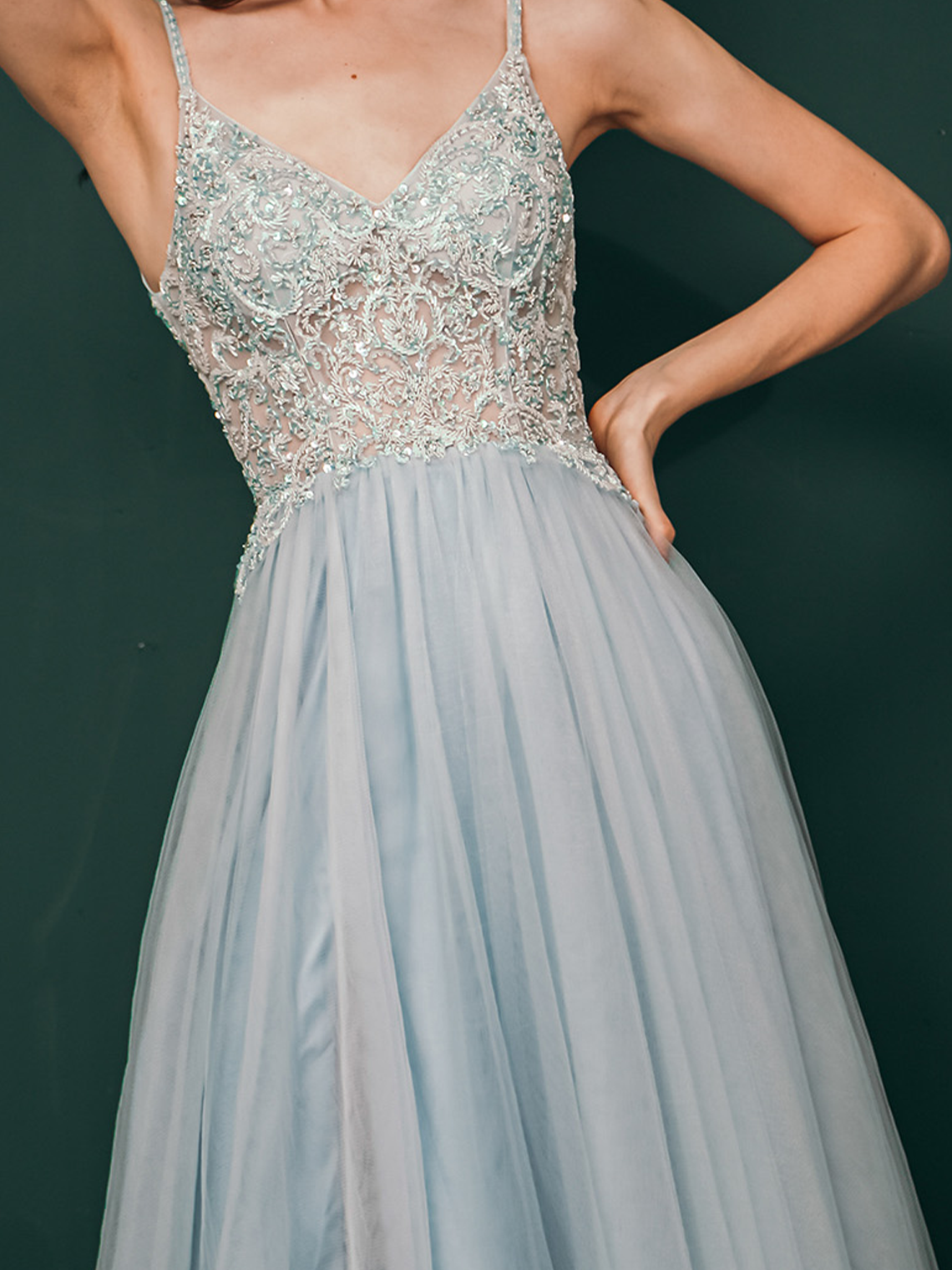 A-line Evening Gown Quinceanera Prom Dress split Sequin Appliques