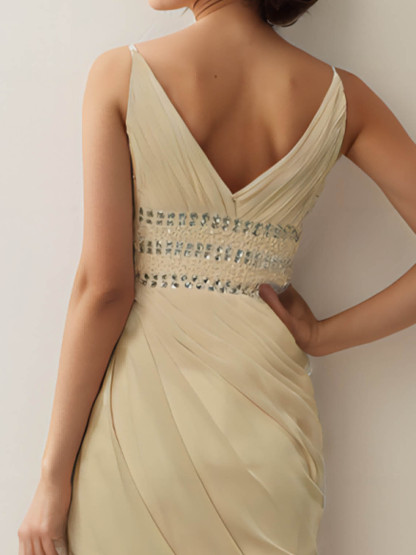 Dress Sheath/Column V-neck Sleeveless Short/Mini Chiffon Homecoming Dress