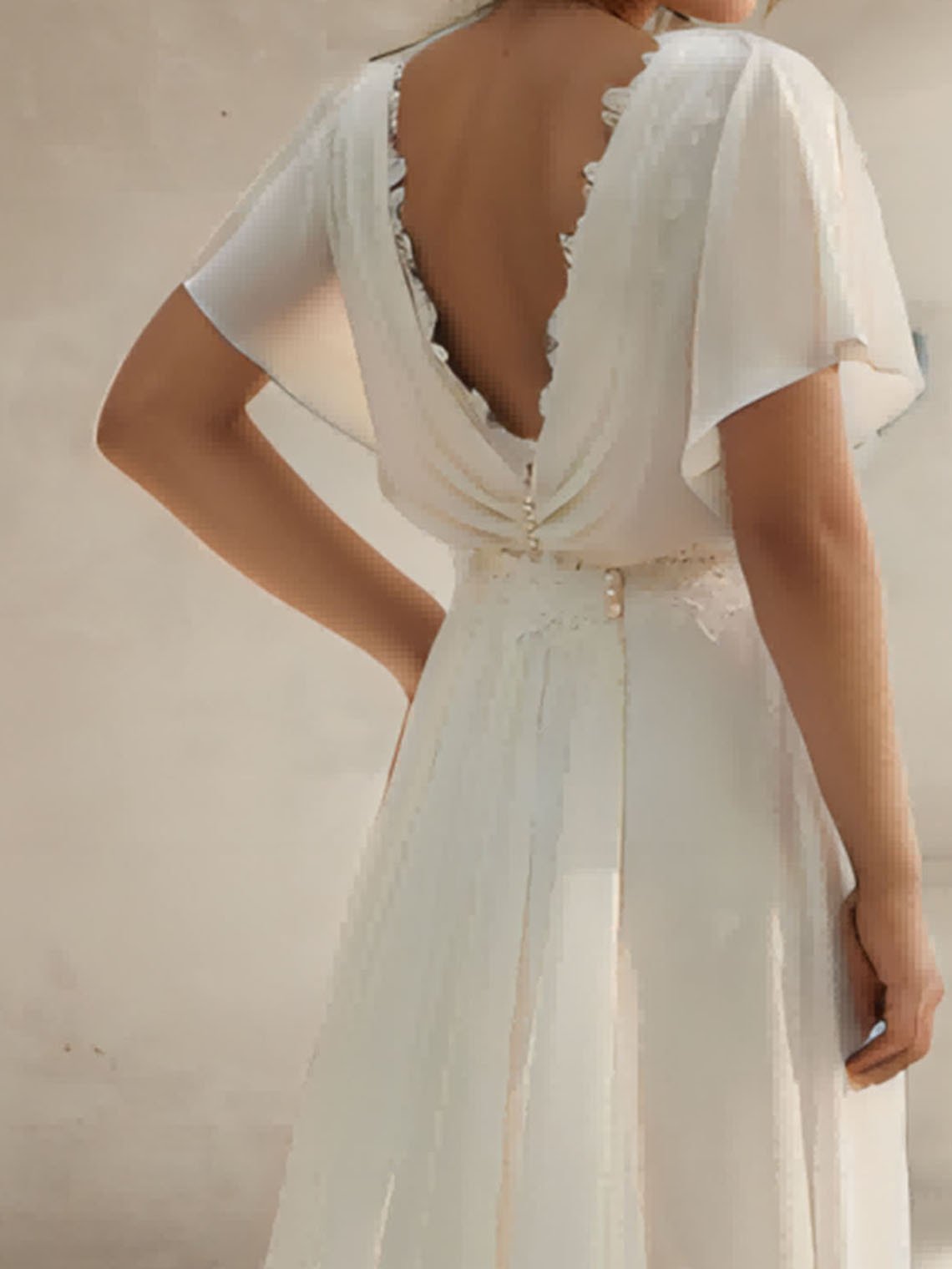 Wedding Dresses Two Piece  V Neck Regular Chiffon Bridal Gowns