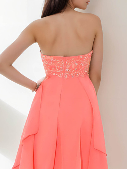 Dress A-Line/Princess Short/Mini Chiffon Halter Cocktail Dress with Beading