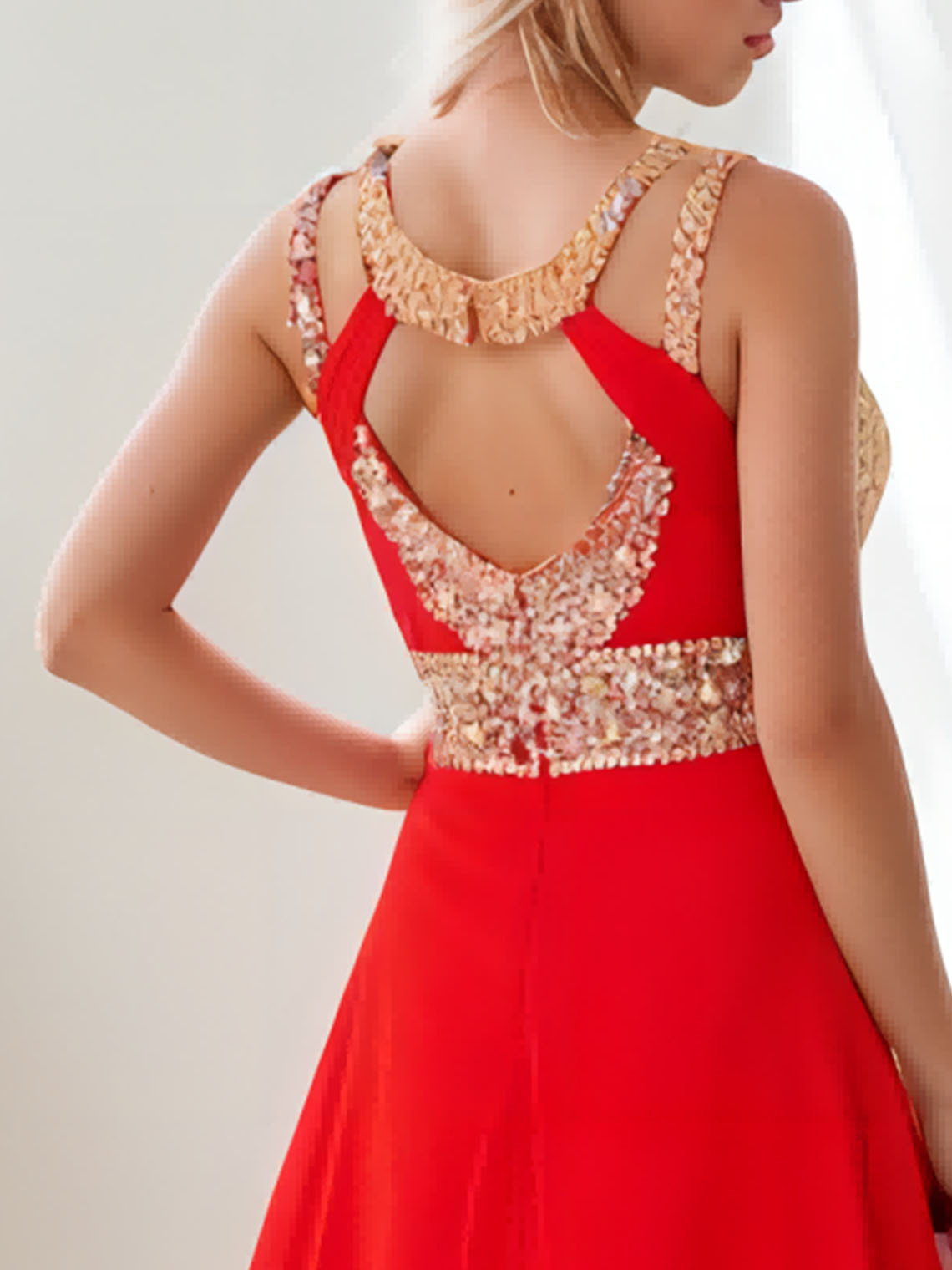 A-line/Princess Scoop Beading Sleeveless Floor-length Chiffon Dresses