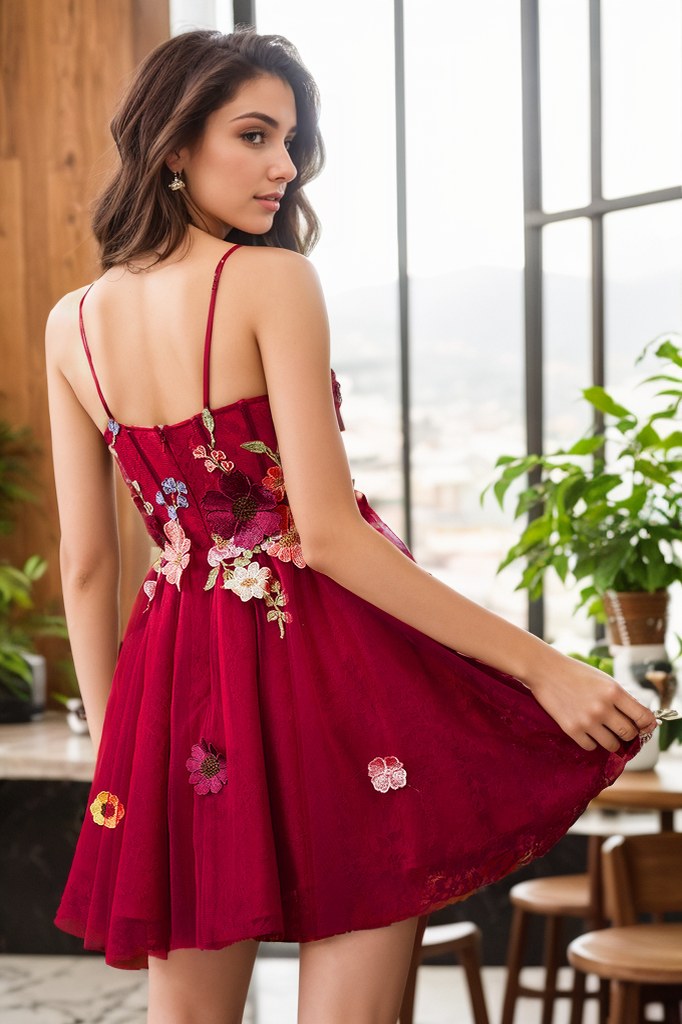 A-Line/Princess Sleeveless Off the Shoulder Knee-Length Cocktail Homecoming Party Dress