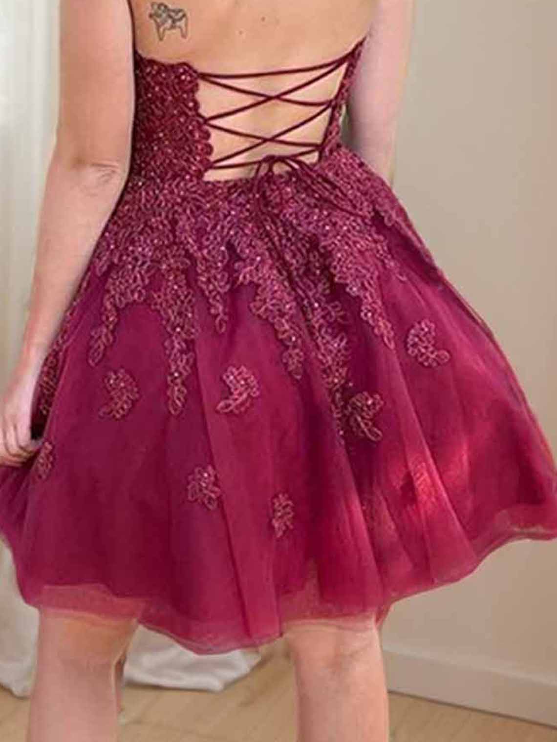 A-line Cocktail Dress Sleeveless Tulle Short/Mini Homecoming Dress