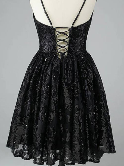 Dress A-line Short/Mini Cocktail Little Black Dress Dress with Beading