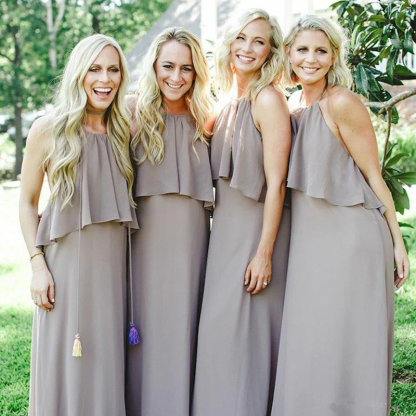 Dress Jewel Chiffon and Ruffles Long Bridesmaid Dress