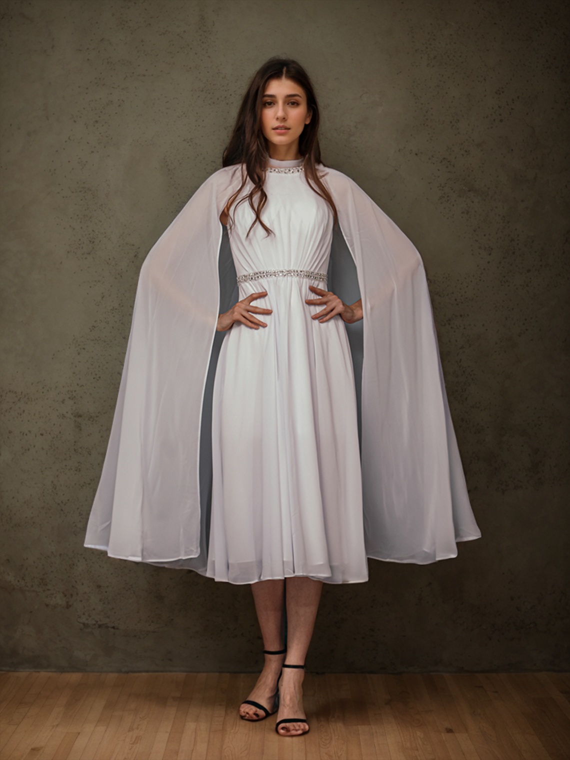 A-Line Wedding Guest Dress Evening Formal Dress Jewel Neck Beading