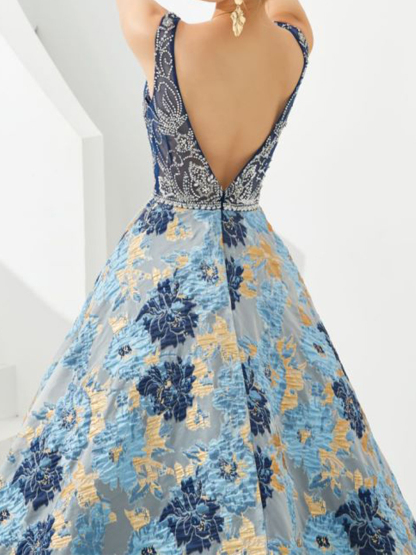 Dress A-Line/Princess V Neck Sleeveless Floor Length Evening Prom Dress