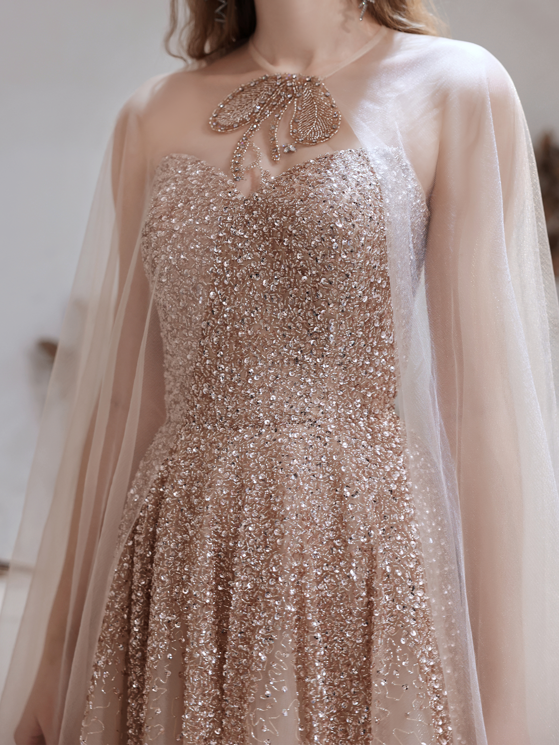 A-Line/Princess Luxury Evening Dresses Prom Gown Sweep / Brush Train