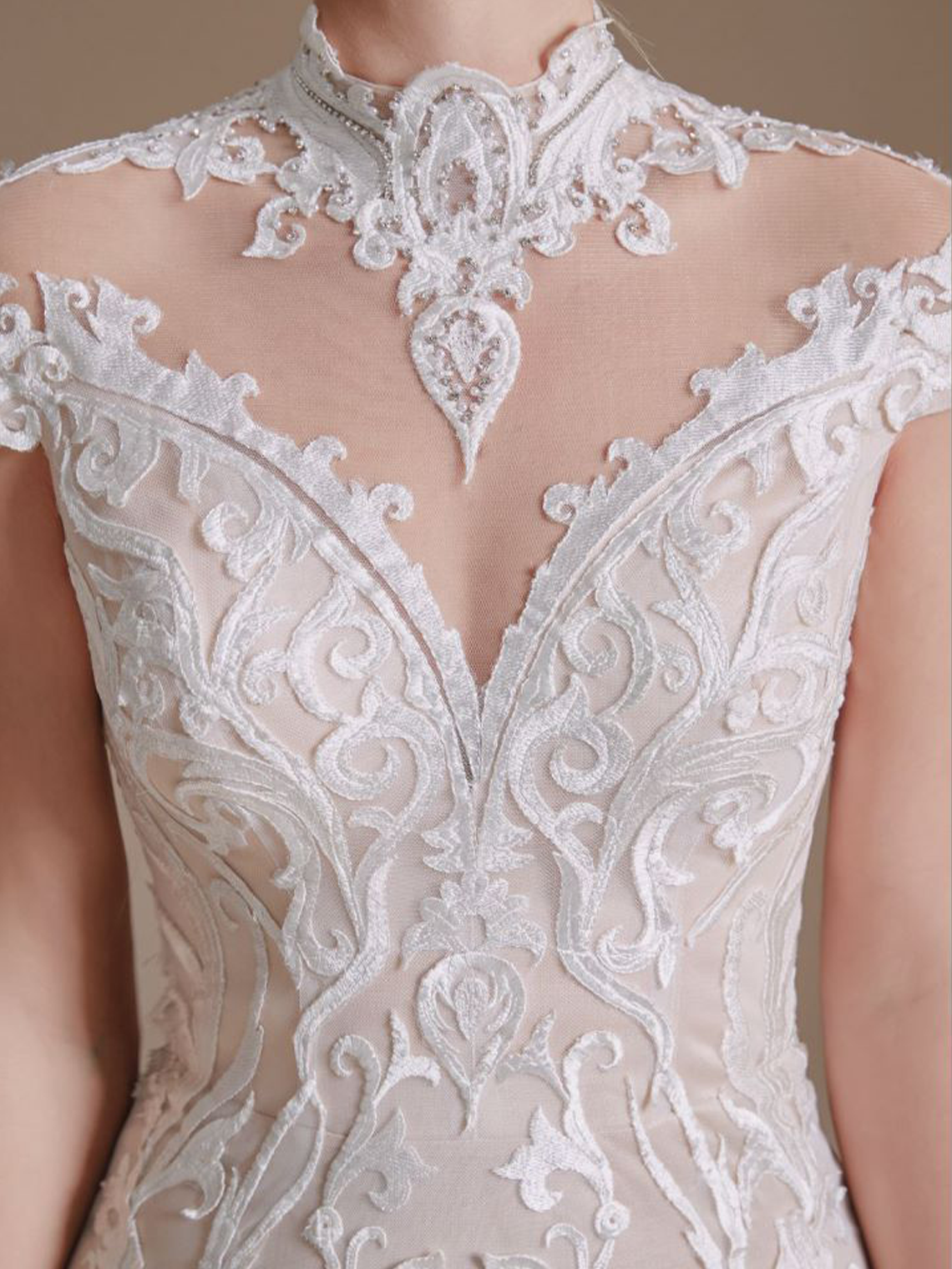 Trumpet/Mermaid High Neck Sweep/BrushTrain Wedding Dresses