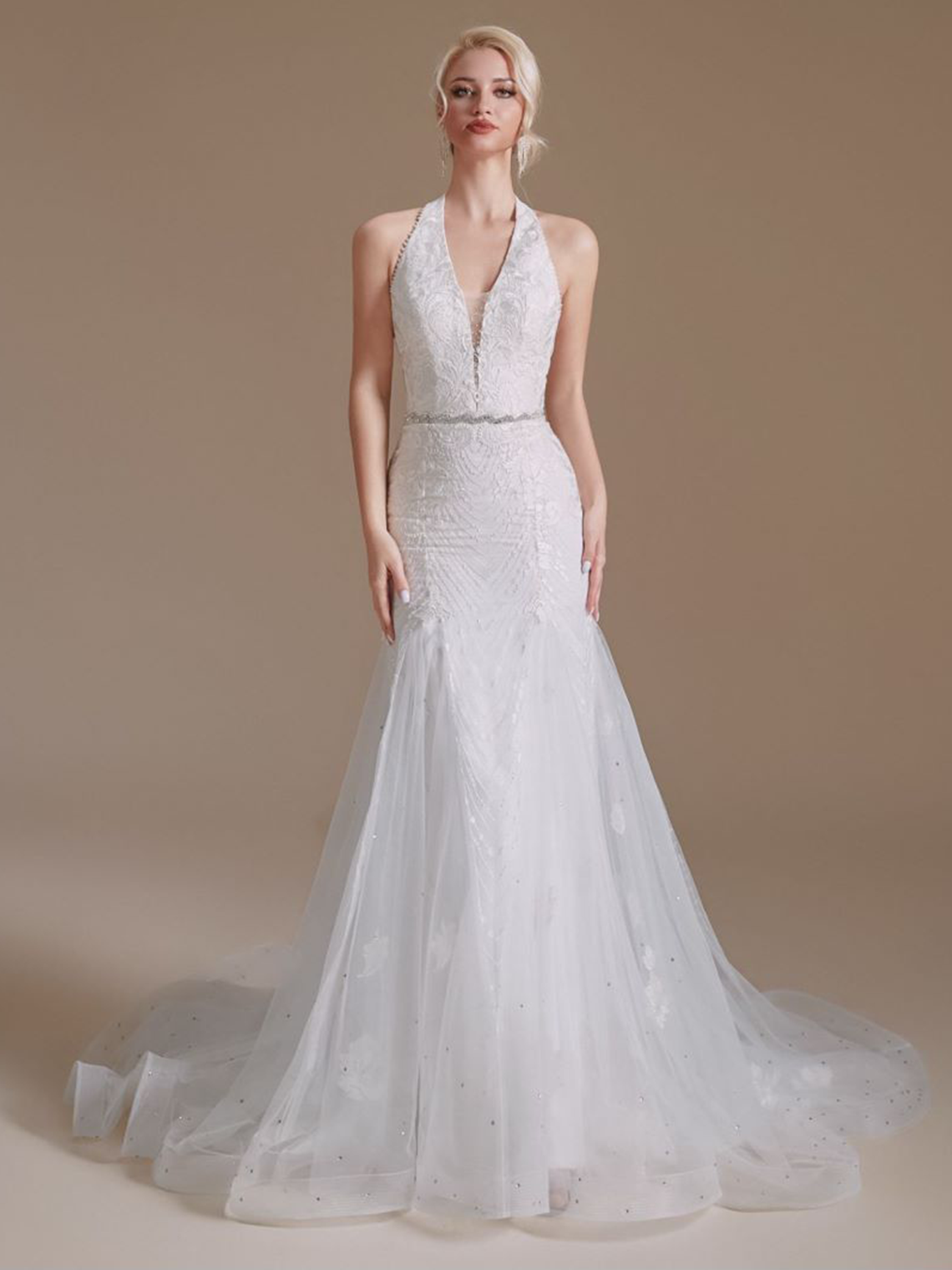 Trumpet/Mermaid Elegant Sleeveless Sweep/BrushTrain Wedding Dresses