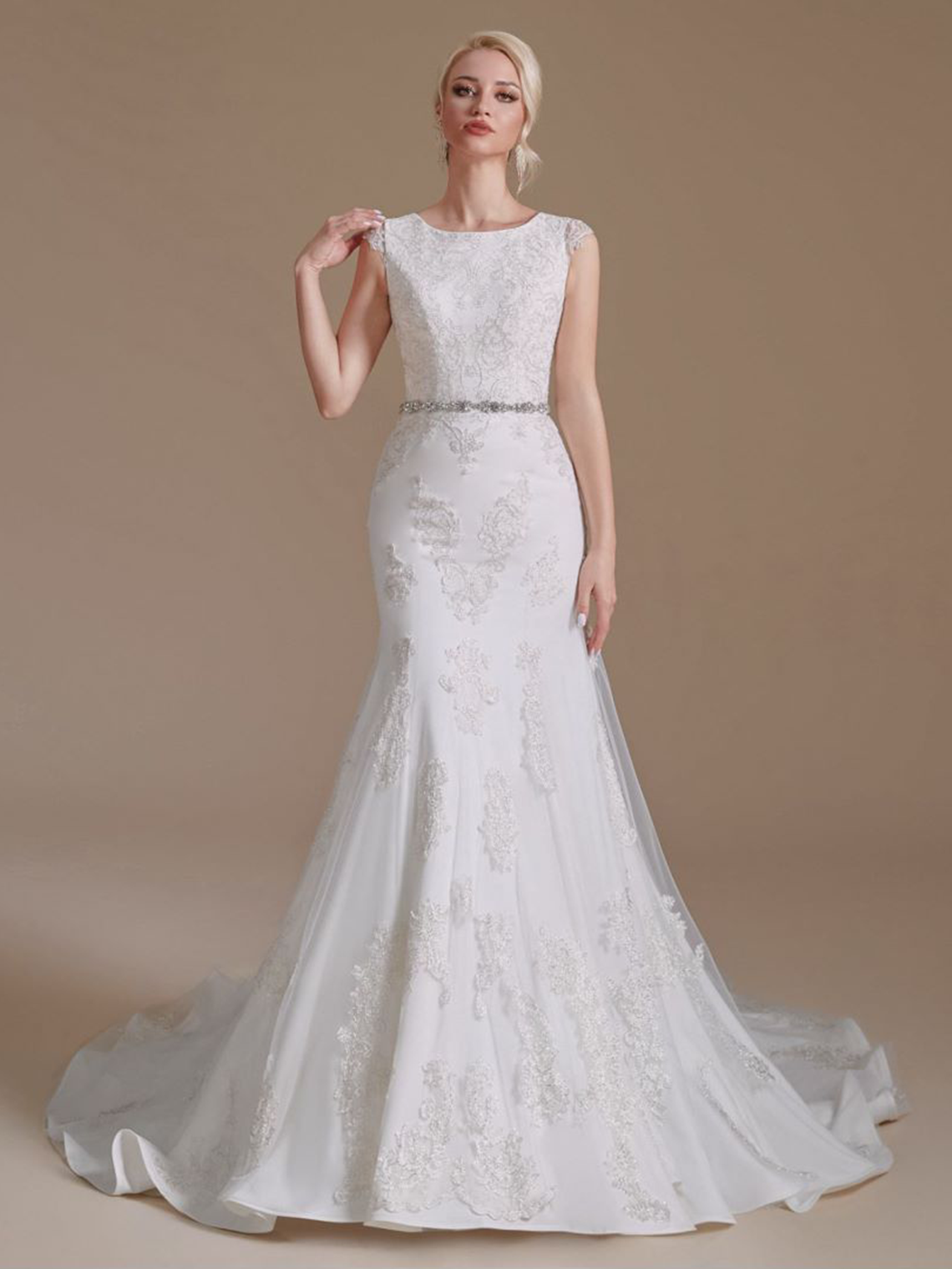 Trumpet/Mermaid Pure Color Sweep/BrushTrain Elegant Wedding Dresses