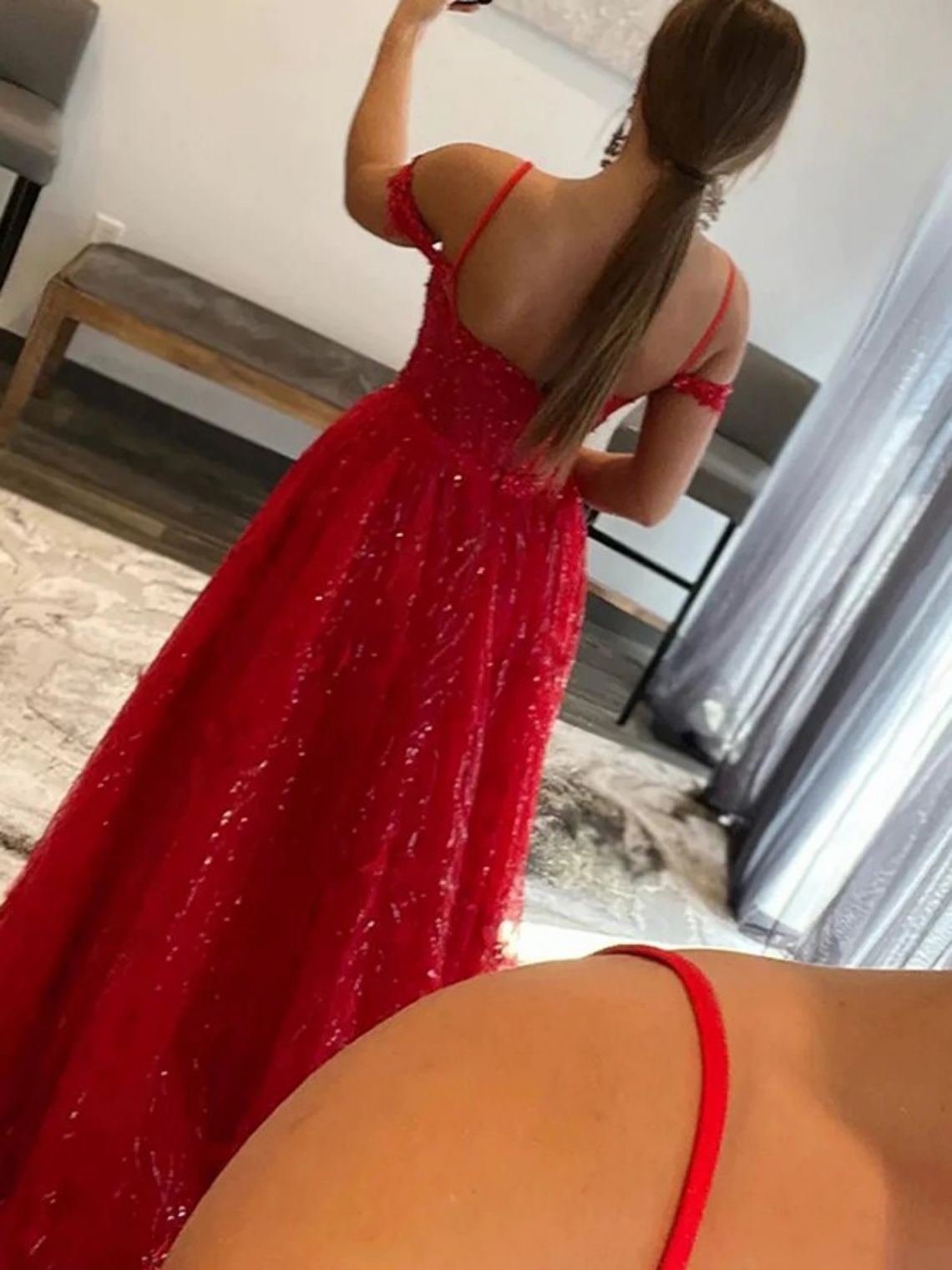 A-Line/Princess Ruffles Spaghetti Straps Sweep/Brush Train Dresses