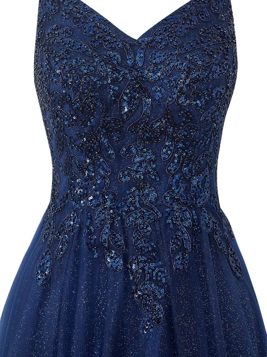 Yellow A-line Floor Length Glitter Tulle Prom Dresses Evening Dresses