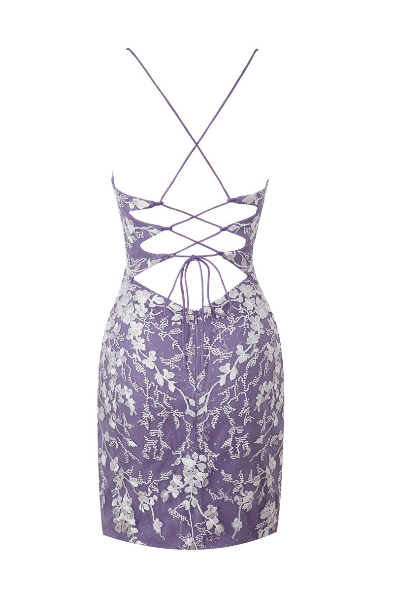 Sheath Short Spaghetti Straps Lace Homecoming Dresses, supplier image 7