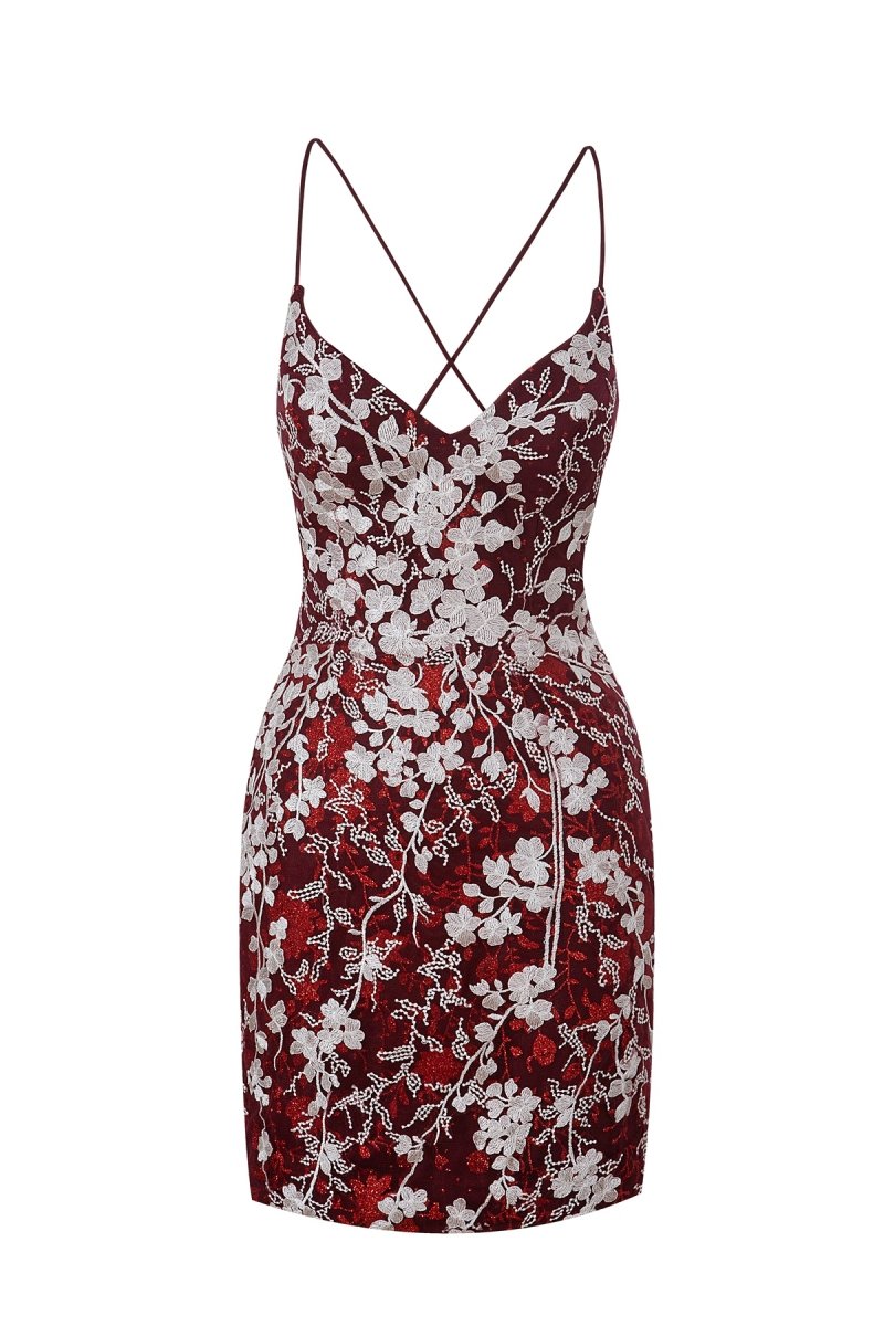 Sheath Short Spaghetti Straps Lace Homecoming Dresses, supplier image 32