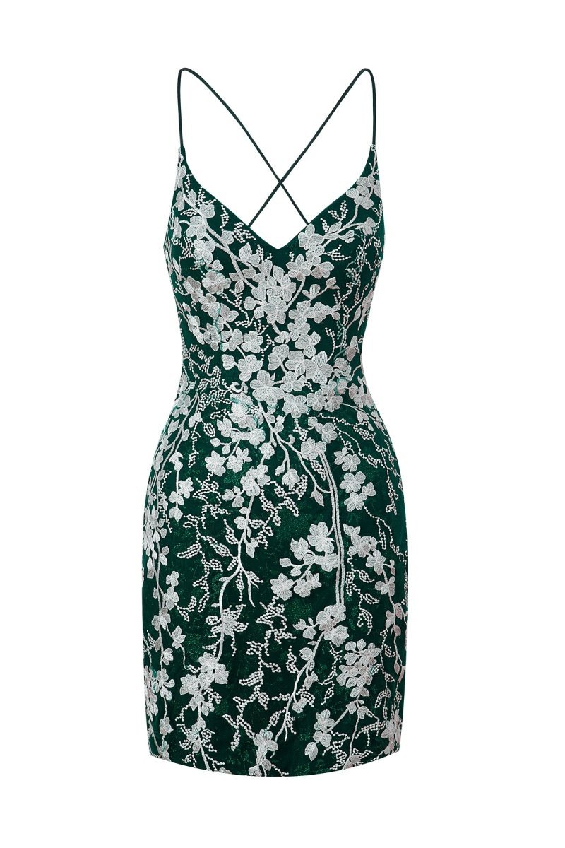 Sheath Short Spaghetti Straps Lace Homecoming Dresses, supplier image 41