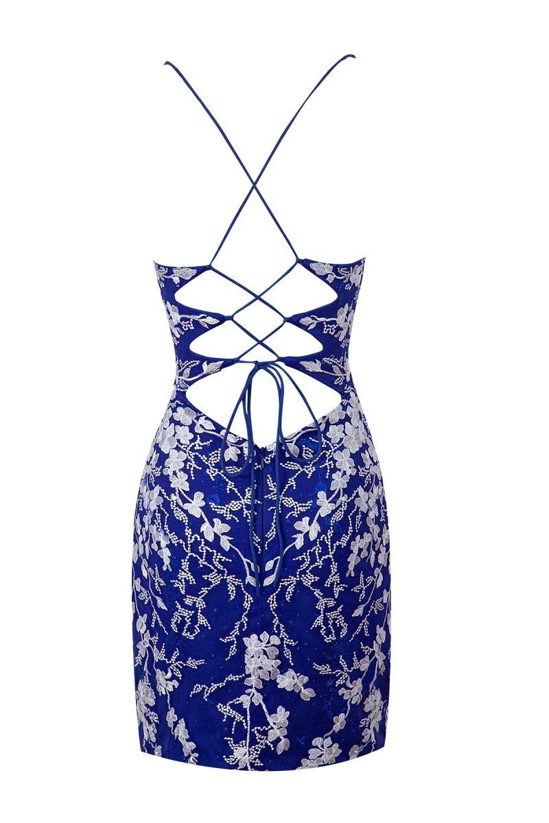 Sheath Short Spaghetti Straps Lace Homecoming Dresses, supplier image 16