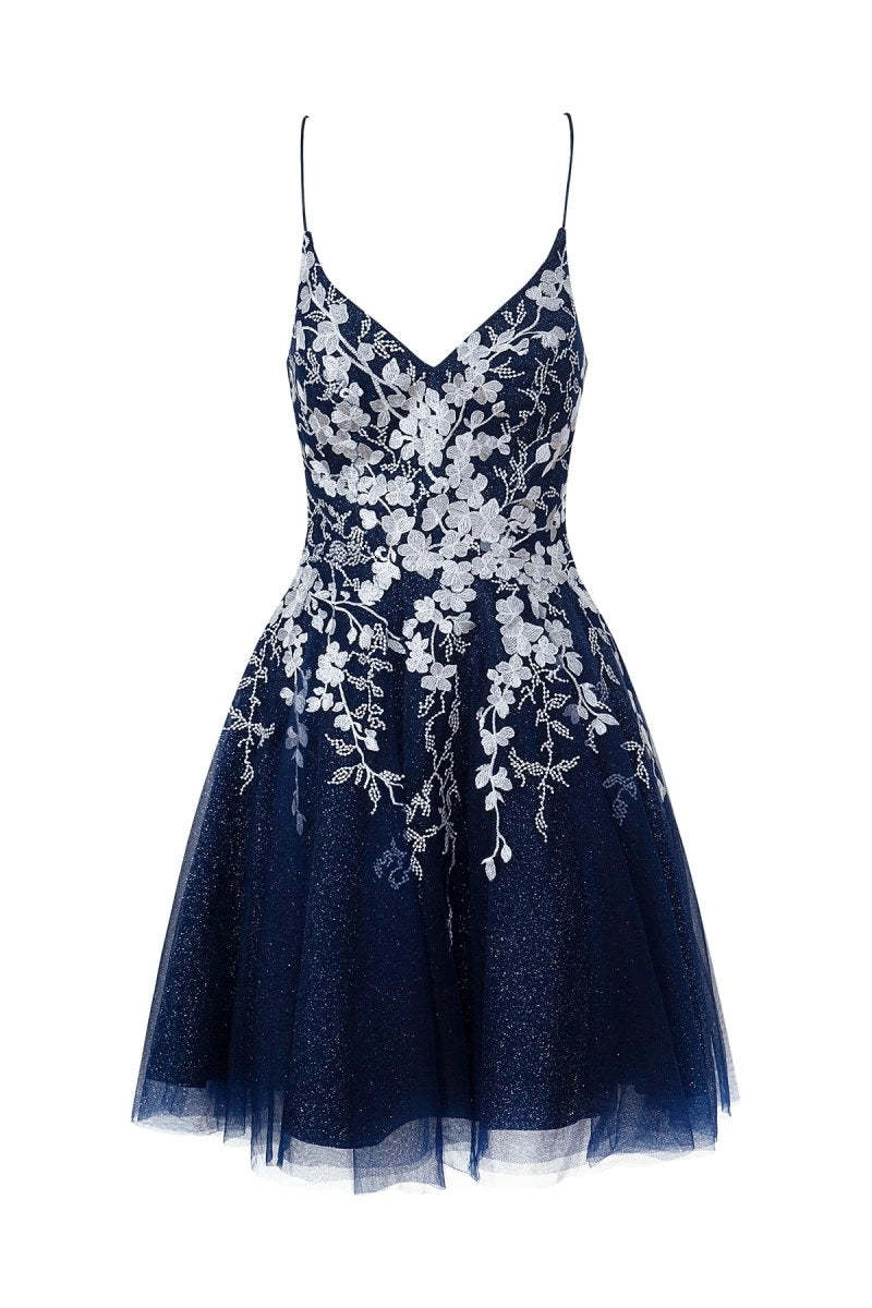 Aline Short Glitter Tulle Homecoming Dresses with Appliques