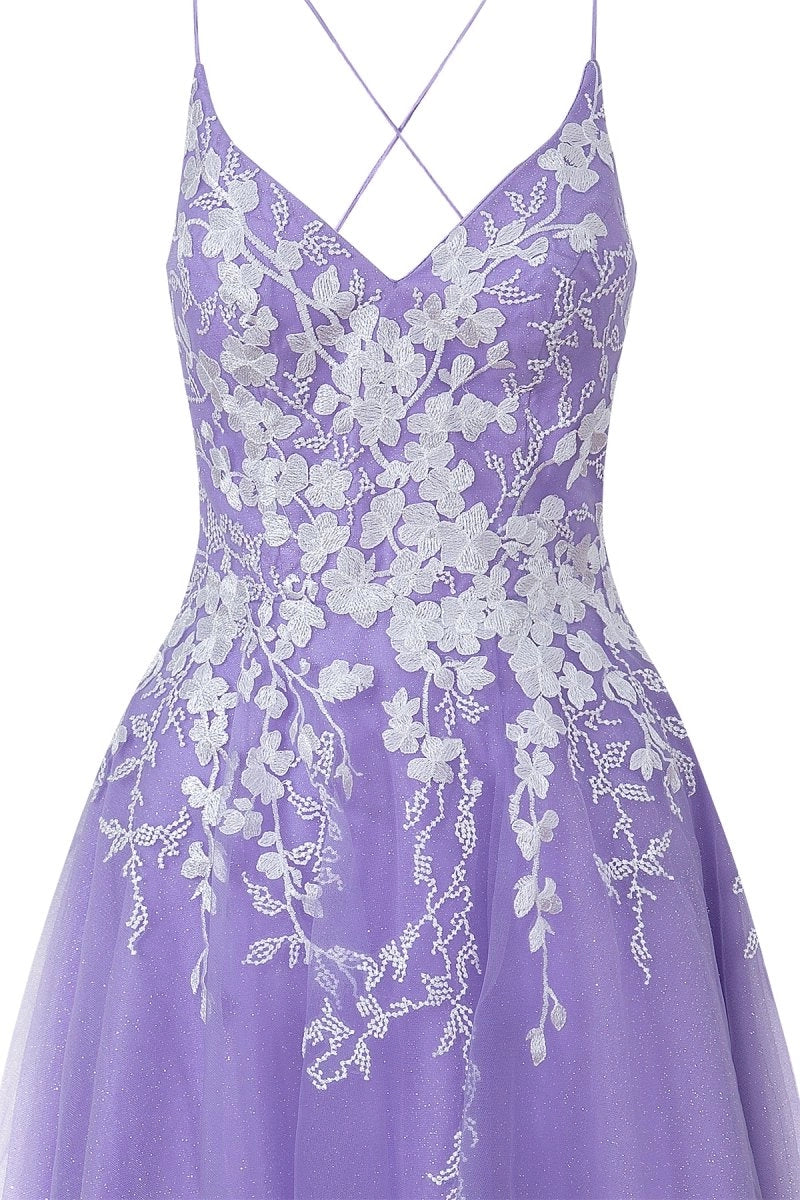 Aline Short Glitter Tulle Homecoming Dresses with Appliques