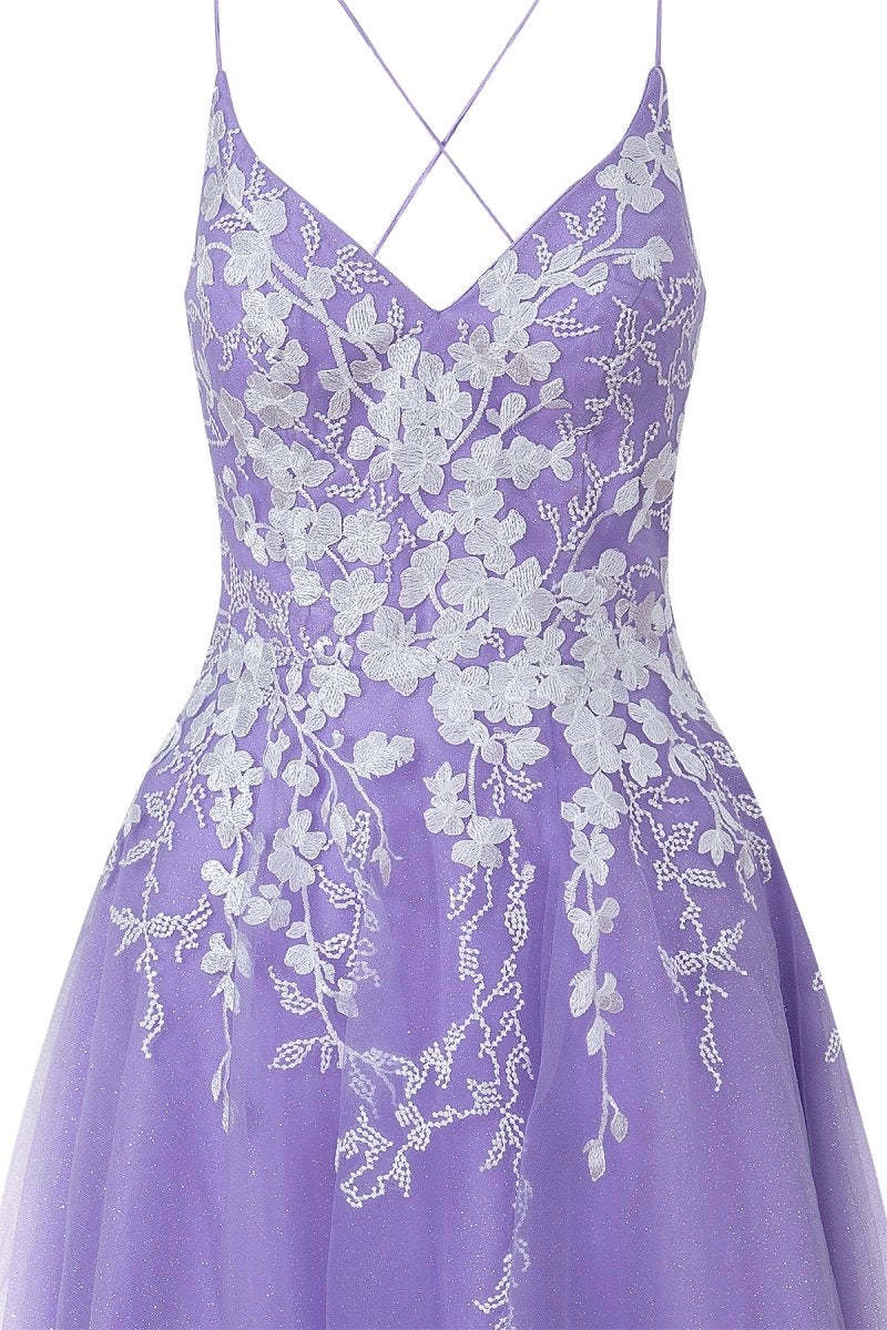 Aline Short Glitter Tulle Homecoming Dresses with Appliques