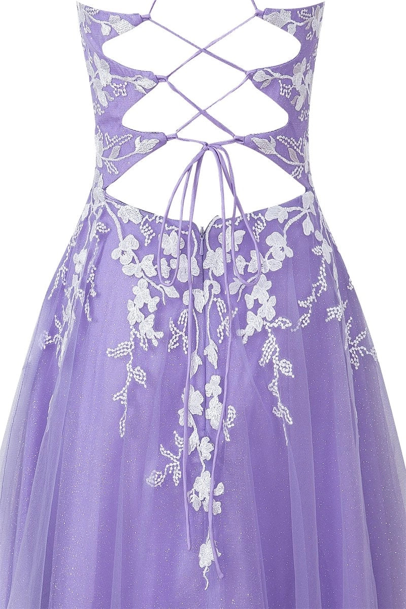 Aline Short Glitter Tulle Homecoming Dresses with Appliques