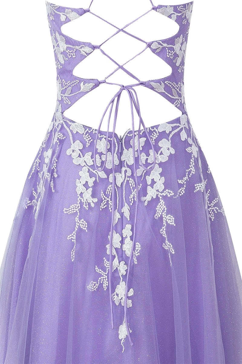 Aline Short Glitter Tulle Homecoming Dresses with Appliques