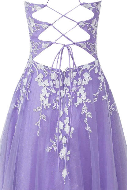 Aline Short Glitter Tulle Homecoming Dresses with Appliques