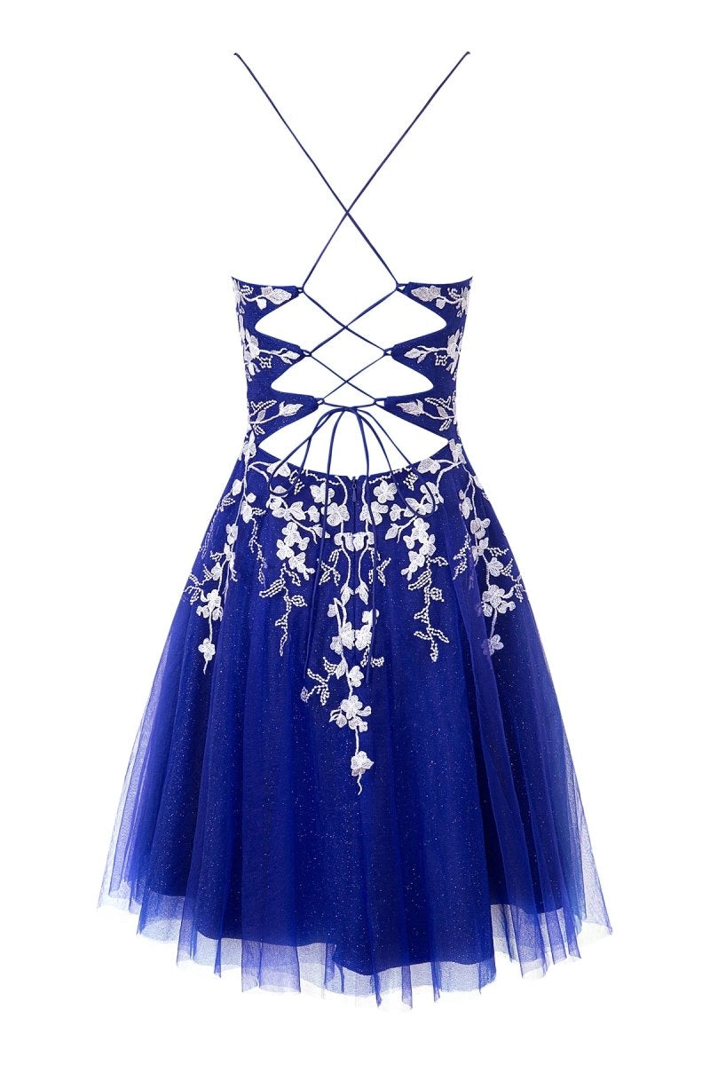 Aline Short Glitter Tulle Homecoming Dresses with Appliques