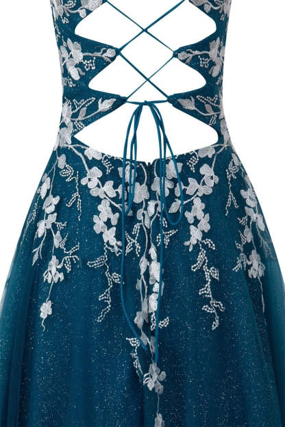 Aline Short Glitter Tulle Homecoming Dresses with Appliques