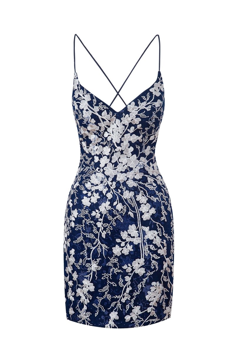 Sheath Short Spaghetti Straps Lace Homecoming Dresses, supplier image 50