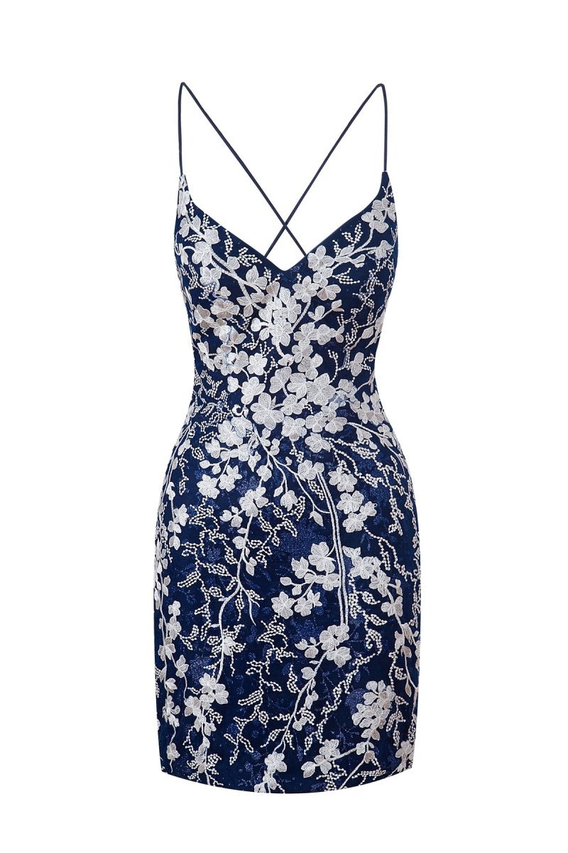 Sheath Short Spaghetti Straps Lace Homecoming Dresses, supplier image 50