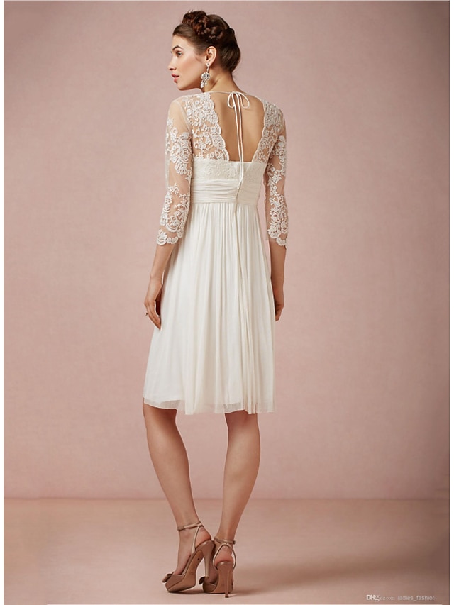 a-line floor-length little white dress wedding dress high neck sleeveless, supplier image 6