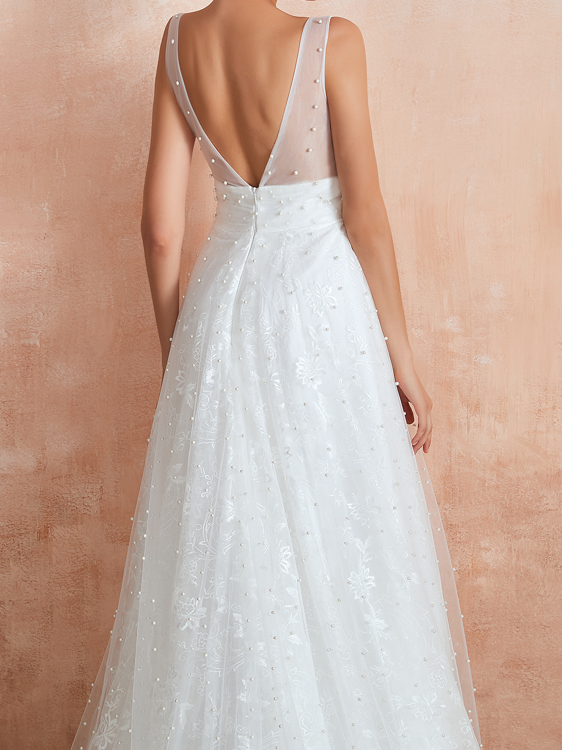 A-Line/Princess Engagement Formal Wedding Dresses Beading Bridal Gowns