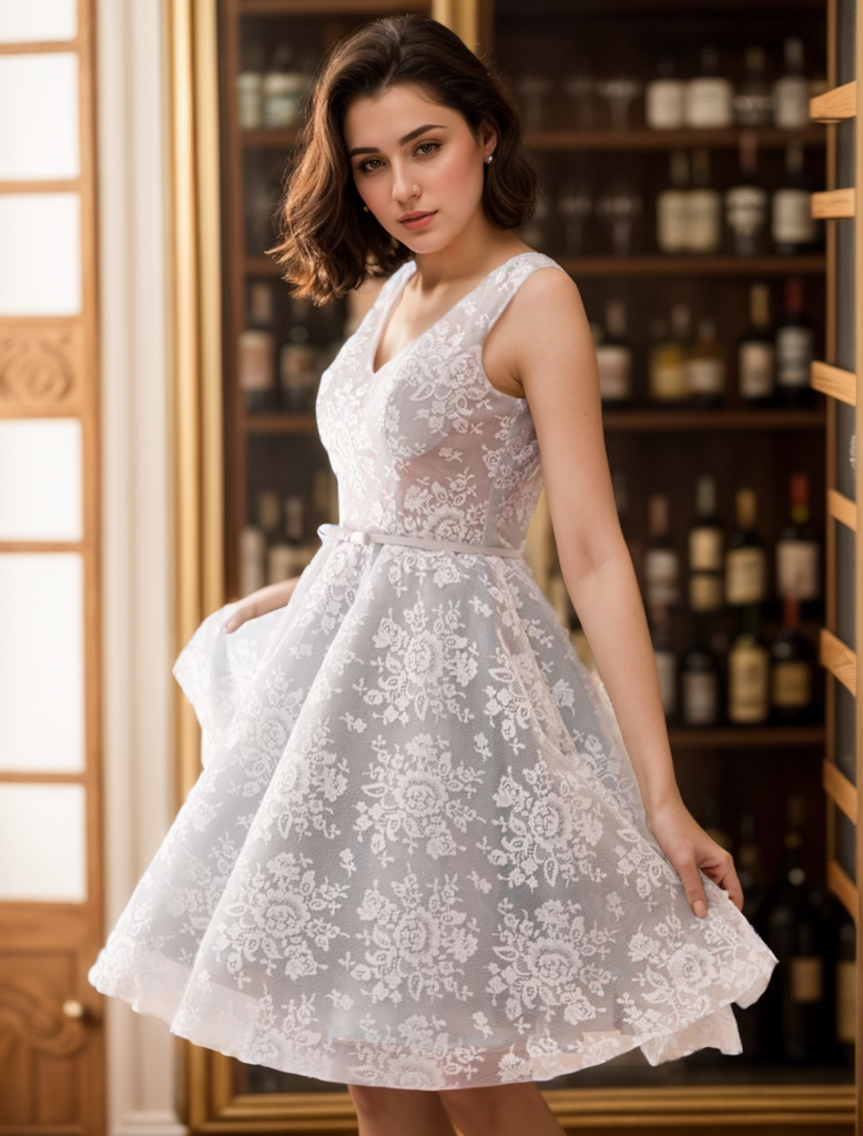 A-Line/Princess Sleeveless V-Neck Knee-Length Cocktail Homecoming Party Dress