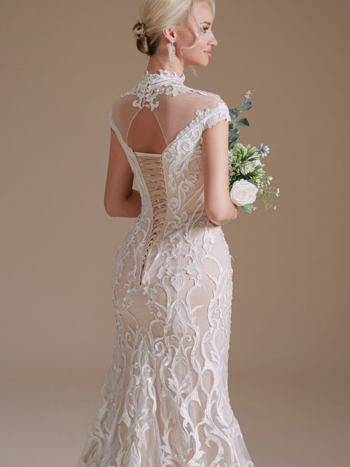 Trumpet/Mermaid High Neck Sweep/BrushTrain Wedding Dresses