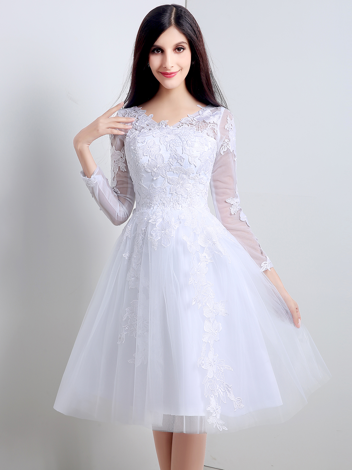 A-Line/Princess Elegant Homecoming Dress Tulle Lace with Appliques