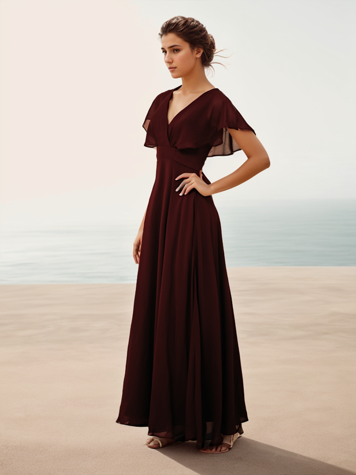 A-Line Evening Gown Elegant Prom Dress Bridesmaid Dress with Pleats